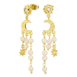 kuu ja tähti korvarenkaat  kullattu messinki - Eliné