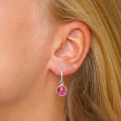 pyöreitä pinkki kristalli korvarenkaat  hopeoitu messinki - Eliné