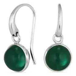 pyöreitä tummanvihreä kristalli korvarenkaat  hopeoitu messinki - Loom Stones