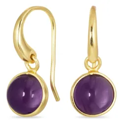 pyöreitä lila kristalli korvarenkaat  kullattu messinki - Loom Stones