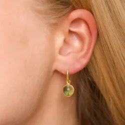 pyöreitä vaaleanvihreä kristalli korvarenkaat  kullattu messinki - Loom Stones