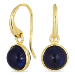 pyöreitä synteettinen sininen safiiri korvarenkaat  kullattu messinki - Loom Stones