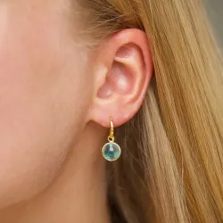 pyöreitä sininen kristalli korvarenkaat  kullattu messinki - Loom Stones