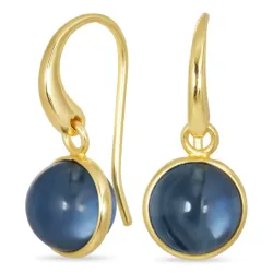 pyöreitä sininen tummansininen kristalli korvarenkaat  kullattu messinki - Loom Stones