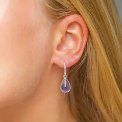 pisara lila kristalli korvarenkaat  hopeoitu messinki - Loom Stones