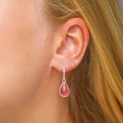 pisara pinkki kristalli korvarenkaat  hopeoitu messinki - Loom Stones