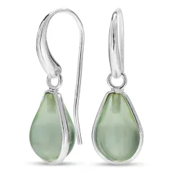 pisara vaaleanvihreä kristalli korvarenkaat  hopeoitu messinki