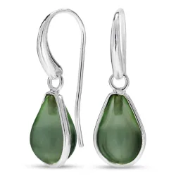 pisara vihreä kristalli korvarenkaat  hopeoitu messinki