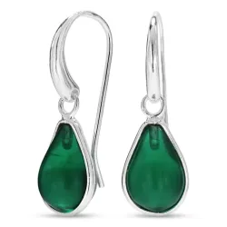 pisara tummanvihreä kristalli korvarenkaat  hopeoitu messinki