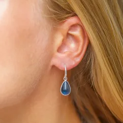 pisara tummansininen tummansininen kristalli korvarenkaat  hopeoitu messinki