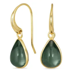 pisara vihreä kristalli korvarenkaat  kullattu messinki - Loom Stones