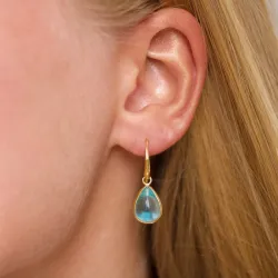 pisara sininen kristalli korvarenkaat  kullattu messinki - Loom Stones