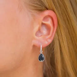 pisara musta onyx korvarenkaat  hopeoitu messinki - Loom Stones