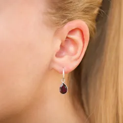 pisara granaatti korvarenkaat  hopeoitu messinki - Loom Stones