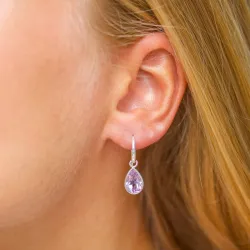 pisara lila ametisti korvarenkaat  hopeoitu messinki - Loom Stones
