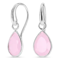 pisara ruusunvärinen kristalli korvarenkaat  hopeoitu messinki - Loom Stones