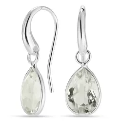 pisara vaaleanvihreä kristalli korvarenkaat  hopeoitu messinki - Loom Stones