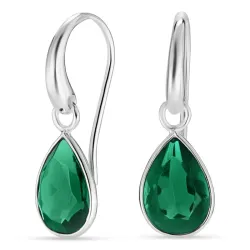 pisara tummanvihreä kristalli korvarenkaat  hopeoitu messinki - Loom Stones