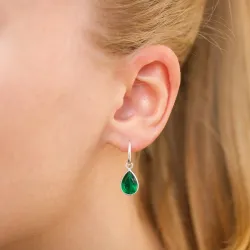 pisara tummanvihreä kristalli korvarenkaat  hopeoitu messinki - Loom Stones