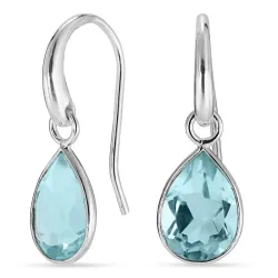 pisara sininen kristalli korvarenkaat  hopeoitu messinki - Loom Stones