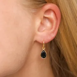 pisara musta onyx korvarenkaat  kullattu messinki - Loom Stones