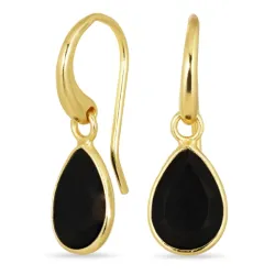 pisara musta onyx korvarenkaat  kullattu messinki - Loom Stones