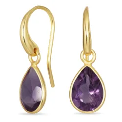 pisara lila ametisti korvarenkaat  kullattu messinki