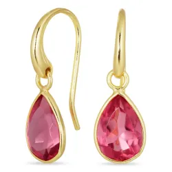 pisara pinkki kristalli korvarenkaat  kullattu messinki - Loom Stones