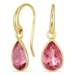 pisara pinkki kristalli korvarenkaat  kullattu messinki - Loom Stones