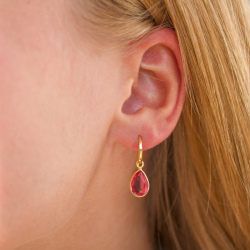 pisara pinkki kristalli korvarenkaat  kullattu messinki - Loom Stones