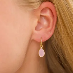 pisara ruusunvärinen kristalli korvarenkaat  kullattu messinki