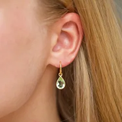 pisara vaaleanvihreä kristalli korvarenkaat  kullattu messinki - Loom Stones