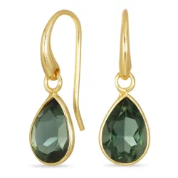 pisara vihreä kristalli korvarenkaat  kullattu messinki - Loom Stones