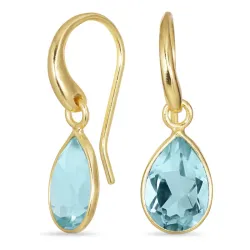 pisara sininen kristalli korvarenkaat  kullattu messinki - Loom Stones