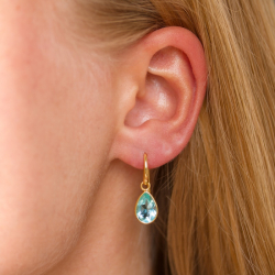 pisara sininen kristalli korvarenkaat  kullattu messinki - Loom Stones