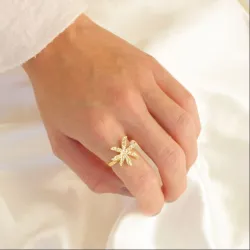 kukka sormus kullattu messinki - Eliné