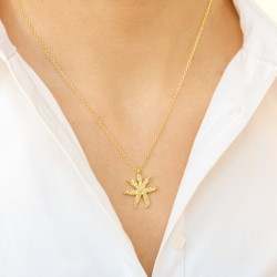 kukka kaulaketju kullattu messinki - Eliné