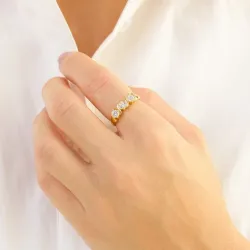 zirkoni sormus kullattu messinki - Eliné