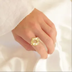 kukka sormus kullattu messinki - Eliné