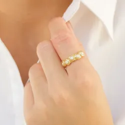 valkoinen helmi sormus kullattu messinki - Eliné