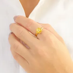 kukka sormus kullattu messinki - Eliné