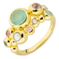 monivärinen sormus kullattu messinki - Bubbly Twist