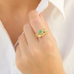 monivärinen sormus kullattu messinki - Bubbly Twist