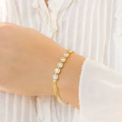 zirkoni rannekoru kullattu messinki - Eliné