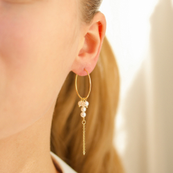 pitkät helmi ketjukorvakorut  kullattu messinki - Eliné