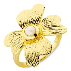 kukka helmi sormus kullattu messinki - Eliné