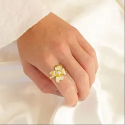 kukka helmi sormus kullattu messinki - Eliné