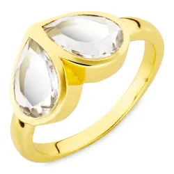 kirkas quartz sormus kullattu messinki - Loom Stones