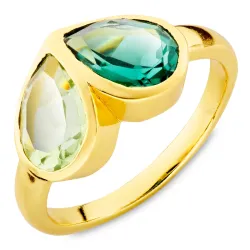 vihreä kristalli sormus kullattu messinki - Loom Stones