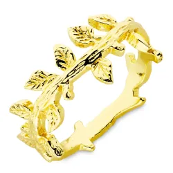 lehti sormus kullattu messinki - Eliné